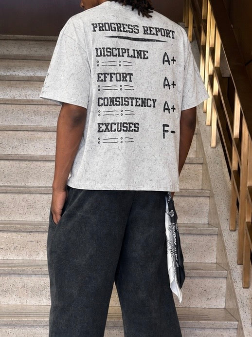 GRADUS HIGH — Acid Washed Tee - White
